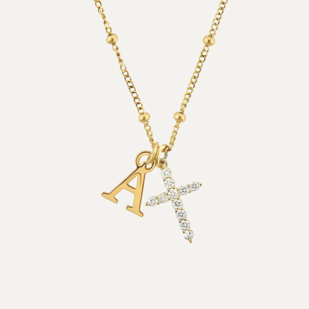 Belle & Ivy Initial Cross Necklace