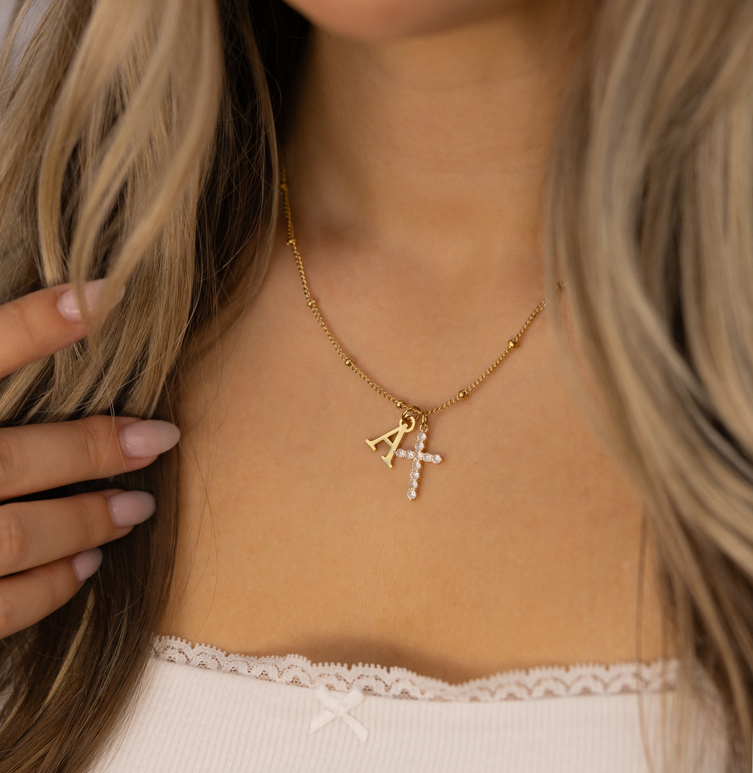 Belle & Ivy Initial Cross Necklace