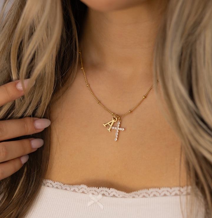 Belle & Ivy Initial Cross Necklace