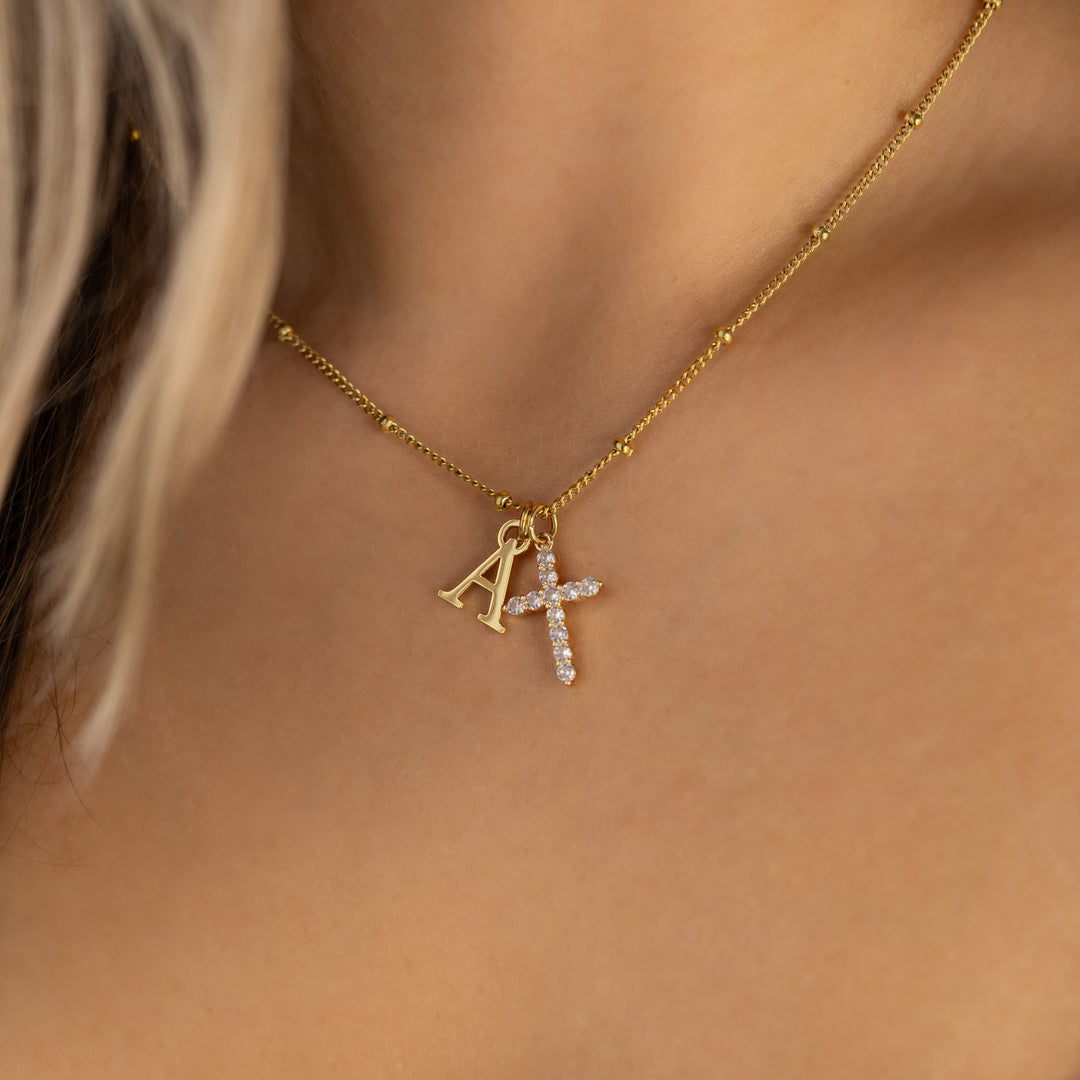 Belle & Ivy Initial Cross Necklace