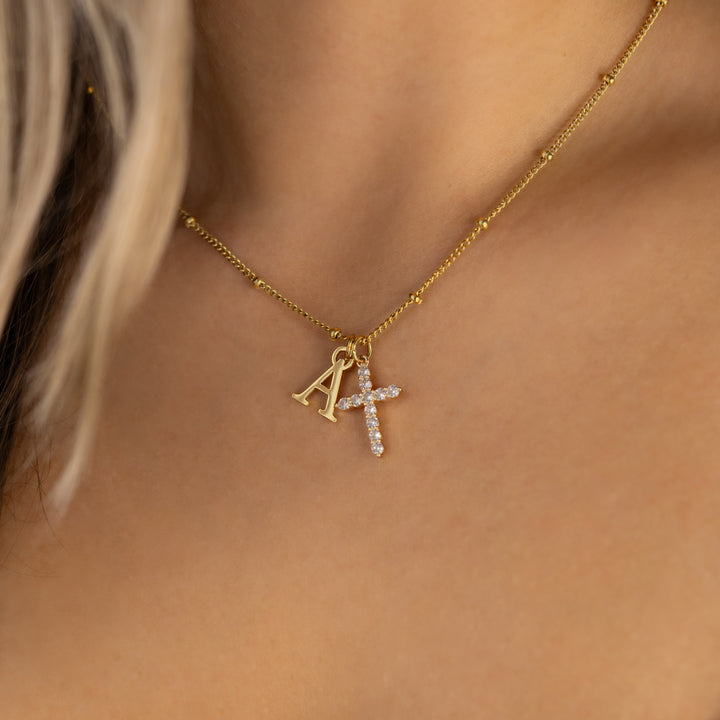 Belle & Ivy Initial Cross Necklace