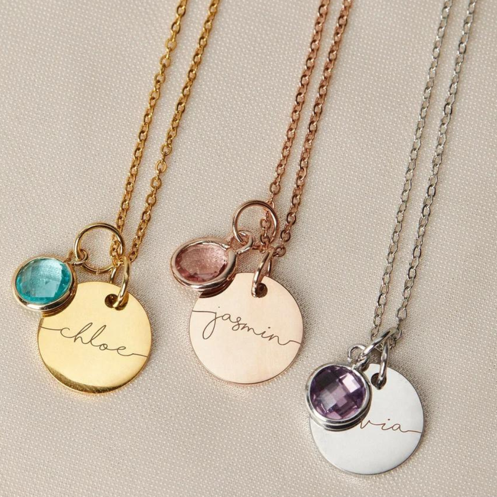 Belle & Ivy Birthstone Name Necklace
