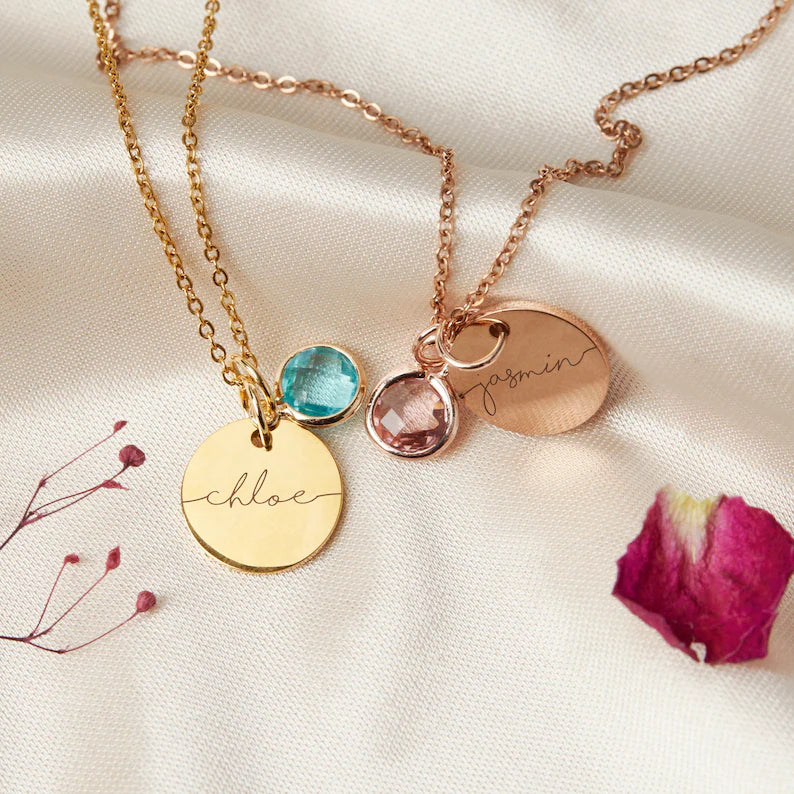 Belle & Ivy Birthstone Name Necklace
